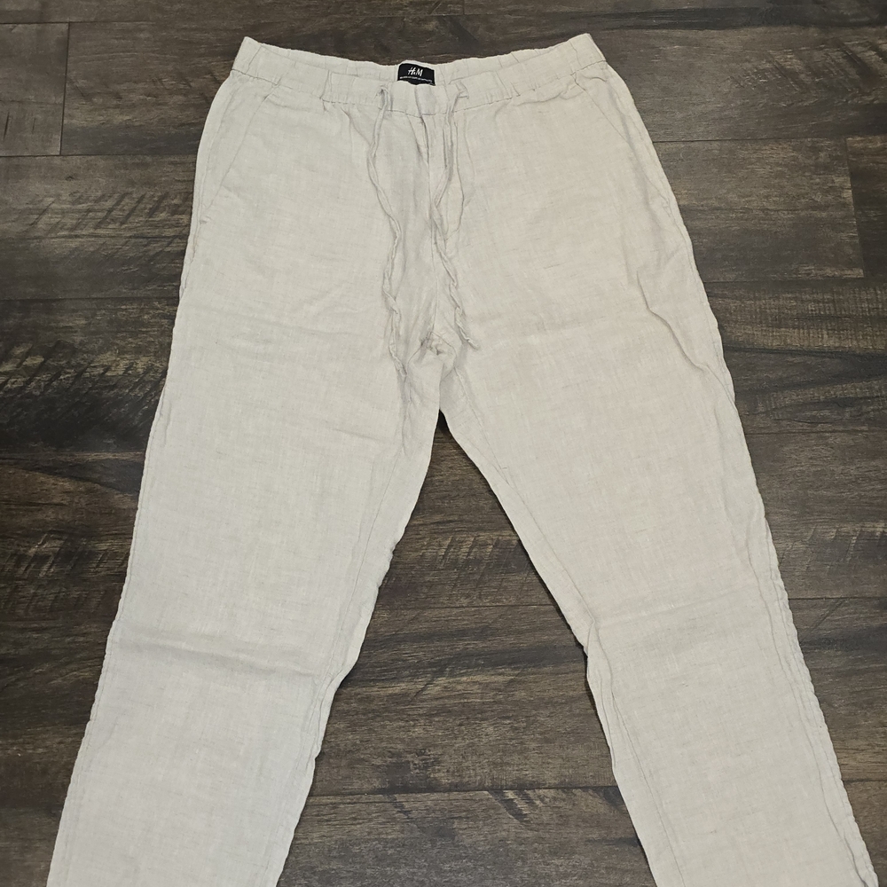 H&M Men's Light Beige Linen Pants Size 30